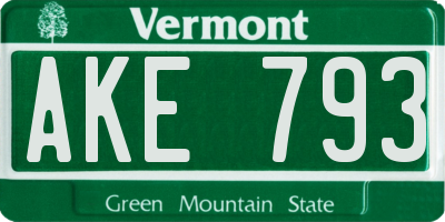 VT license plate AKE793