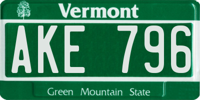 VT license plate AKE796