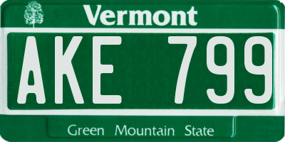 VT license plate AKE799