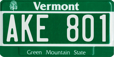 VT license plate AKE801