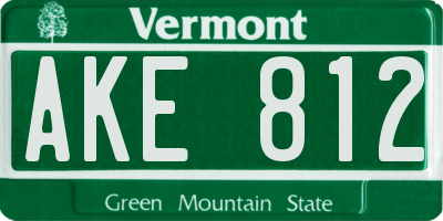 VT license plate AKE812