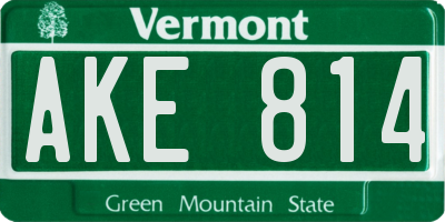 VT license plate AKE814