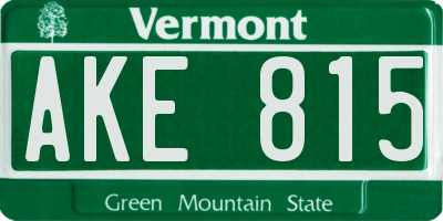 VT license plate AKE815