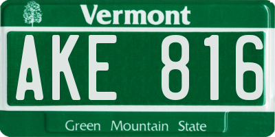 VT license plate AKE816
