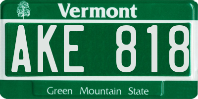 VT license plate AKE818