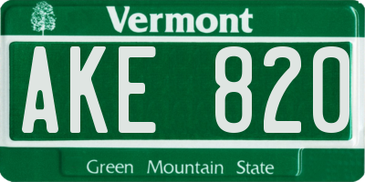 VT license plate AKE820
