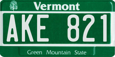 VT license plate AKE821