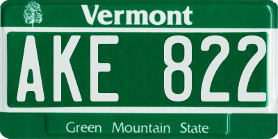 VT license plate AKE822