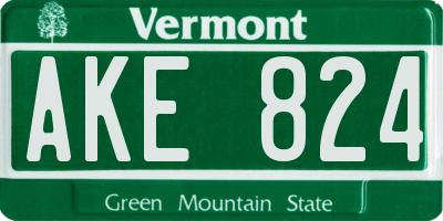 VT license plate AKE824