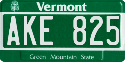 VT license plate AKE825