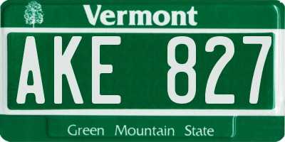 VT license plate AKE827