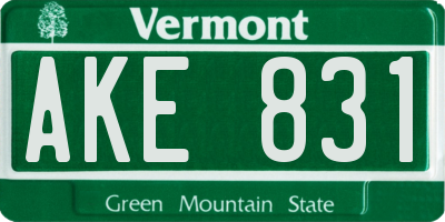 VT license plate AKE831