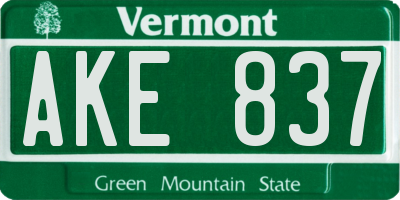 VT license plate AKE837