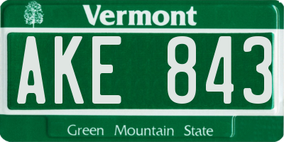 VT license plate AKE843