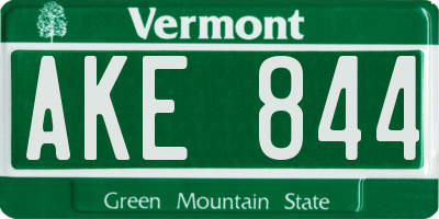 VT license plate AKE844