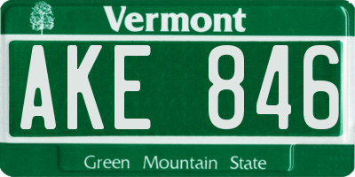 VT license plate AKE846