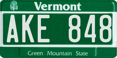 VT license plate AKE848