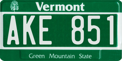VT license plate AKE851