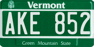 VT license plate AKE852