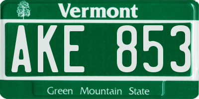 VT license plate AKE853