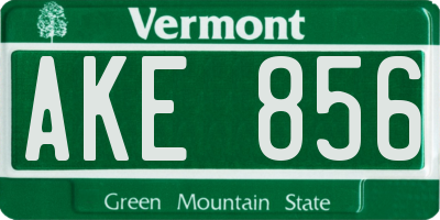VT license plate AKE856