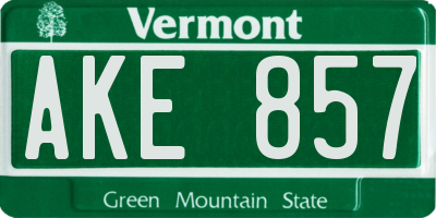 VT license plate AKE857