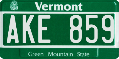 VT license plate AKE859