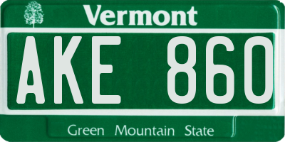 VT license plate AKE860