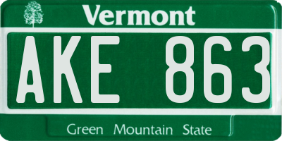 VT license plate AKE863