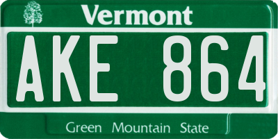 VT license plate AKE864