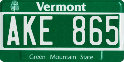 VT license plate AKE865