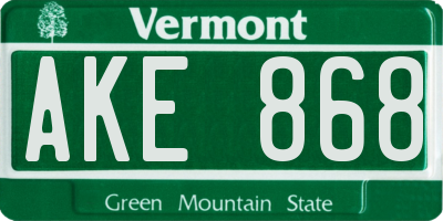 VT license plate AKE868