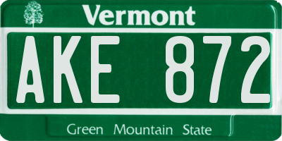VT license plate AKE872