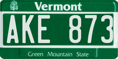 VT license plate AKE873