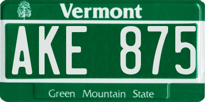 VT license plate AKE875