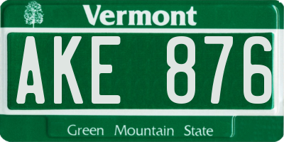 VT license plate AKE876