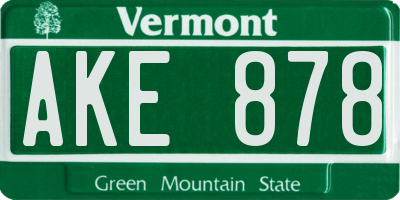 VT license plate AKE878