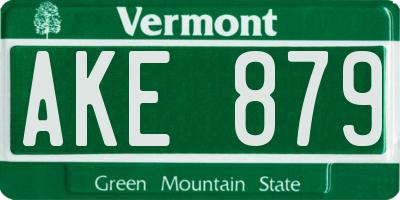 VT license plate AKE879