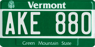 VT license plate AKE880