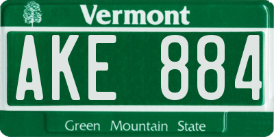 VT license plate AKE884