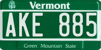 VT license plate AKE885