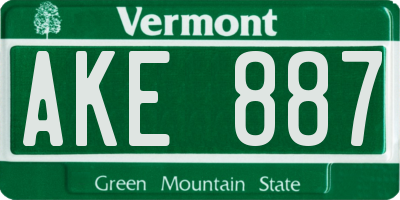 VT license plate AKE887