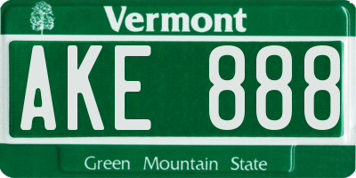 VT license plate AKE888