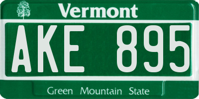 VT license plate AKE895