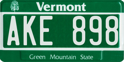 VT license plate AKE898