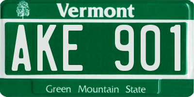 VT license plate AKE901