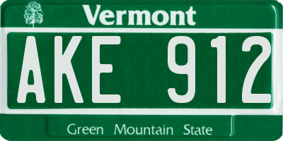 VT license plate AKE912