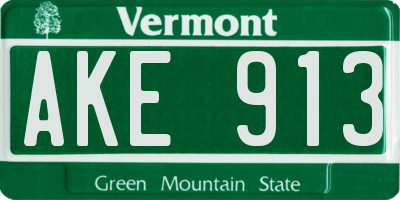 VT license plate AKE913