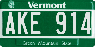 VT license plate AKE914