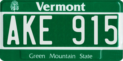 VT license plate AKE915